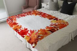 Benjamin Tate Design Circled Autumn Leaves Blanket in Natural - Size: 120 cm x 150 cm - thumbnail 3