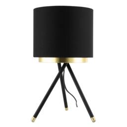 Happy Homewares Black Tripod Table Lamp with Gold Metal Ring & Cotton Drum Shade - thumbnail 3