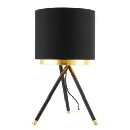 Happy Homewares Black Tripod Table Lamp with Gold Metal Ring & Cotton Drum Shade - thumbnail 6