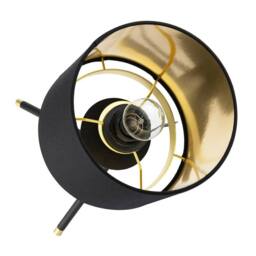 Happy Homewares Black Tripod Table Lamp with Gold Metal Ring & Cotton Drum Shade - thumbnail 5