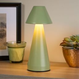 Lighting Collection Rechargeable Sage Cone Table Lamp in Light Green - thumbnail 1