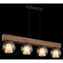 Netlighting Barry I Bar Pendant Ceiling Light Matt Black Amber Glass Shade 4x E27 - thumbnail 5