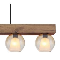 Netlighting Barry I Bar Pendant Ceiling Light Matt Black Amber Glass Shade 4x E27 - thumbnail 4