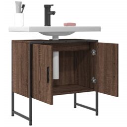 Berkfield Home Bathroom Sink Cabinet Brown Oak 60x33x60 cm Engineered Wood - Size: 60 x 33 x 60 cm - thumbnail 4