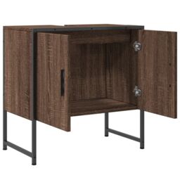 Berkfield Home Bathroom Sink Cabinet Brown Oak 60x33x60 cm Engineered Wood - Size: 60 x 33 x 60 cm - thumbnail 6