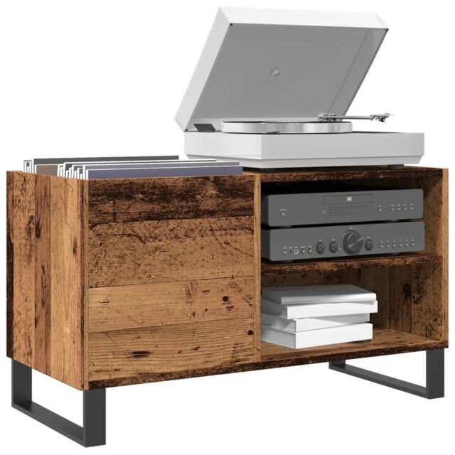 Berkfield Home Record Cabinet Old Wood 84.5x38x48 cm Engineered Wood in Brown - image 1