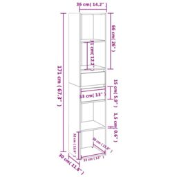 Berkfield Home Book Cabinet White 36x30x171 cm Engineered Wood - Size: 36 x 30 x 171 cm - thumbnail 6