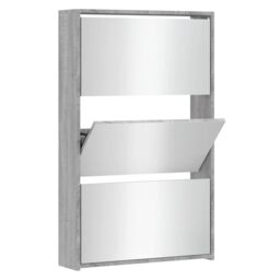 Berkfield Home Shoe Cabinet with Mirror 3-Layer Grey Sonoma 63x17x102.5 cm - thumbnail 2
