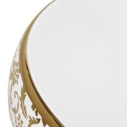 Berkfield Home Countertop Basin White & Gold Oval 59x40x15 cm Ceramic - Size: 59 x 40 x 15 cm - thumbnail 7