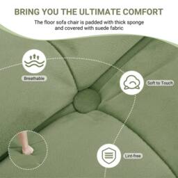 Dprodo Lazy Floor Sofa Couch, Ergonomic Design Fireside Chair in Green - Size: 1 Pack - thumbnail 3