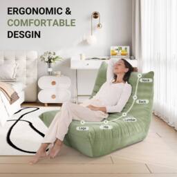 Dprodo Lazy Floor Sofa Couch, Ergonomic Design Fireside Chair in Green - Size: 1 Pack - thumbnail 2