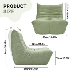 Dprodo Lazy Floor Sofa Couch, Ergonomic Design Fireside Chair in Green - Size: 1 Pack - thumbnail 4