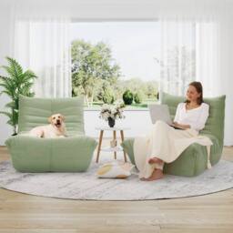 Dprodo Lazy Floor Sofa Couch, Ergonomic Design Fireside Chair in Green - Size: 1 Pack - thumbnail 7
