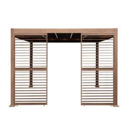 Monstershop Wood Effect Aluminium Pergola With Blinds, 2 x Side Panels & LED in Brown - thumbnail 2