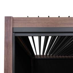 Monstershop Wood Effect Aluminium Pergola With Blinds, 2 x Side Panels & LED in Brown - thumbnail 9
