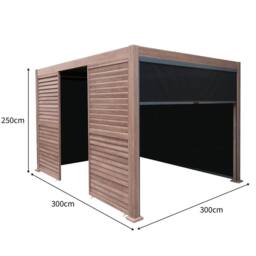 Monstershop Wood Effect Aluminium Pergola With Blinds, 2 x Side Panels & LED in Brown - thumbnail 5