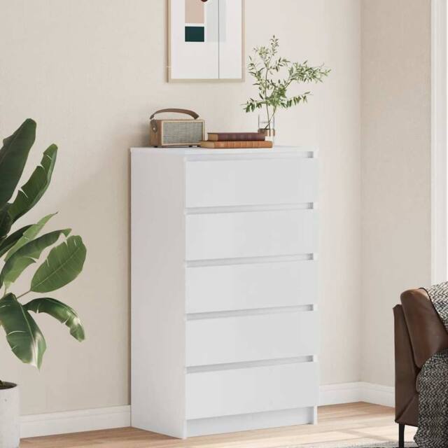 Berkfield Home Elegant Drawer Cabinet White 60x36x103 cm Engineered Wood - Size: 60 x 36 x 103 cm - image 1