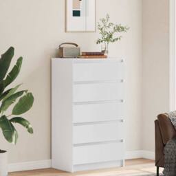 Berkfield Home Elegant Drawer Cabinet White 60x36x103 cm Engineered Wood - Size: 60 x 36 x 103 cm - thumbnail 1