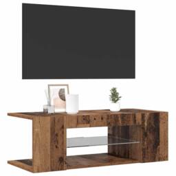 Berkfield Home TV Cabinet with LED Lights Old Wood 90x39x30 cm Engineered Wood in Brown - Size: 90 x 39 x 30 cm - thumbnail 5