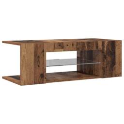 Berkfield Home TV Cabinet with LED Lights Old Wood 90x39x30 cm Engineered Wood in Brown - Size: 90 x 39 x 30 cm - thumbnail 7