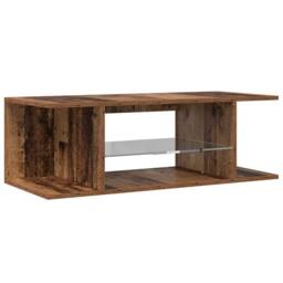 Berkfield Home TV Cabinet with LED Lights Old Wood 90x39x30 cm Engineered Wood in Brown - Size: 90 x 39 x 30 cm - thumbnail 9