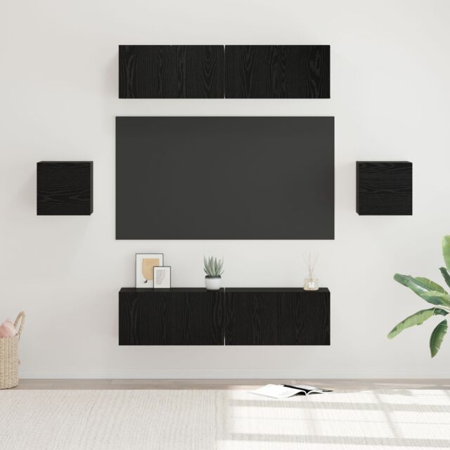 Berkfield Home TV Cabinet Set 6 pcs Black oak 60 x 30 x 30 cm Engineered wood - image 1
