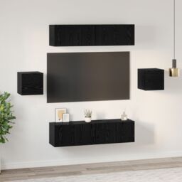Berkfield Home TV Cabinet Set 6 pcs Black oak 60 x 30 x 30 cm Engineered wood - thumbnail 4
