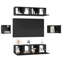 Berkfield Home TV Cabinet Set 6 pcs Black oak 60 x 30 x 30 cm Engineered wood - thumbnail 3