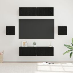 Berkfield Home TV Cabinet Set 6 pcs Black oak 60 x 30 x 30 cm Engineered wood - thumbnail 1