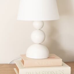 ValueLights Winnie Pair of Cream Fabric Shade Stacked Touch Table Lamps - thumbnail 4