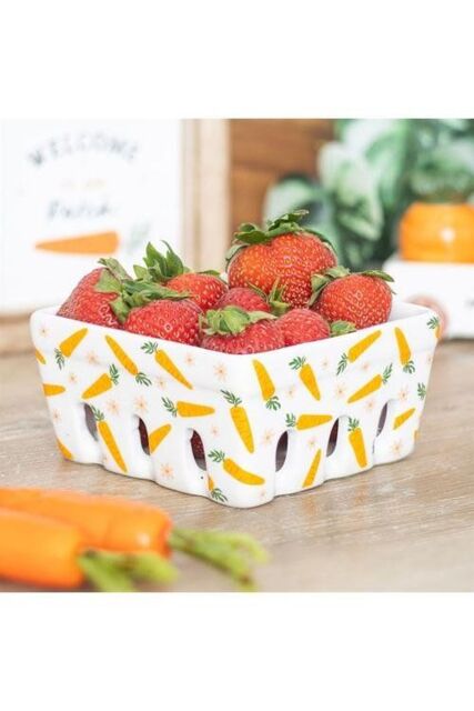 KDMD Carrot Patch Ceramic Berry Basket in White - image 1