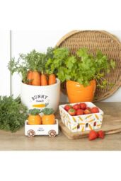 KDMD Carrot Patch Ceramic Berry Basket in White - thumbnail 4