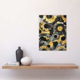 "Artery8 Abstract Black & Yellow Sunflowers Watercolour Wall Art Print - Size: W12"" x H16""" - thumbnail 4