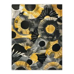 "Artery8 Abstract Black & Yellow Sunflowers Watercolour Wall Art Print - Size: W12"" x H16""" - thumbnail 1