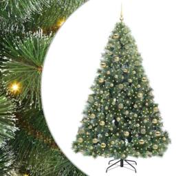 Berkfield Home Artificial Christmas Tree with 300 LEDs Green 180 cm PE & PVC - thumbnail 2