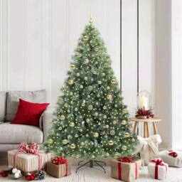 Berkfield Home Artificial Christmas Tree with 300 LEDs Green 180 cm PE & PVC - thumbnail 1