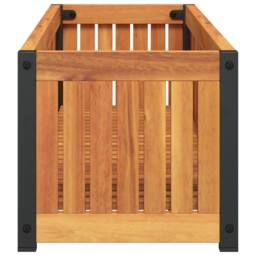 Berkfield Home Garden Planter 110x30x27.5 cm Solid Wood Acacia & Steel in Brown - thumbnail 5