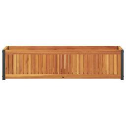 Berkfield Home Garden Planter 110x30x27.5 cm Solid Wood Acacia & Steel in Brown - thumbnail 4