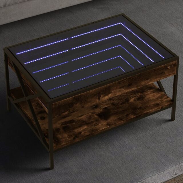 Berkfield Home Coffee Table with Infinity LED Smoked Oak 70x50x38 cm in Brown - Size: 70 x 50 x 38 cm - image 1