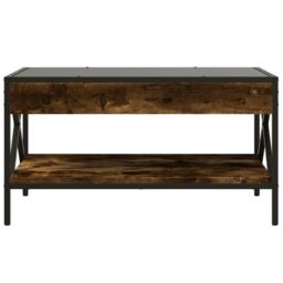 Berkfield Home Coffee Table with Infinity LED Smoked Oak 70x50x38 cm in Brown - Size: 70 x 50 x 38 cm - thumbnail 6