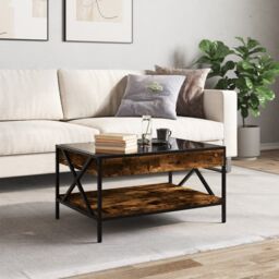 Berkfield Home Coffee Table with Infinity LED Smoked Oak 70x50x38 cm in Brown - Size: 70 x 50 x 38 cm - thumbnail 4