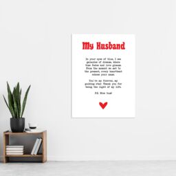 "Artery8 Love Poem Blue Eyes Husband Romantic Poetry Fun Wall Art Print in White - Size: W24"" x H32""" - thumbnail 4