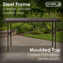 Oypla 4ft Folding Outdoor Rattan Trestle Table in Dark Brown - thumbnail 4