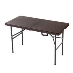 Oypla 4ft Folding Outdoor Rattan Trestle Table in Dark Brown - thumbnail 1