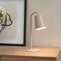 ValueLights Bibi Arched Stem Metal Classic Table Lamp with LED Bulb in Nude - thumbnail 1