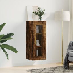 Berkfield Home Wall Mounted Cabinet Smoked Oak 34.5x34x90 cm in Brown - thumbnail 3