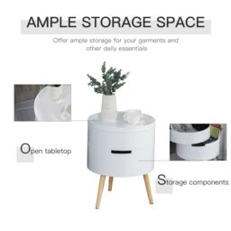 HOMCOM Side Coffee Table End Desk Night Stand Storage Detachable Tray in White - thumbnail 6