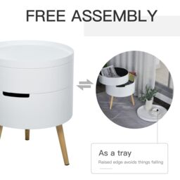 HOMCOM Side Coffee Table End Desk Night Stand Storage Detachable Tray in White - thumbnail 4