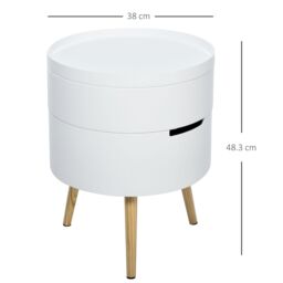HOMCOM Side Coffee Table End Desk Night Stand Storage Detachable Tray in White - thumbnail 3