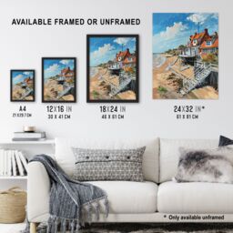 Artery8 Frinton on Sea Beach Houses Seaside Oil Painting Framed Art Print - Size: A4 - thumbnail 3